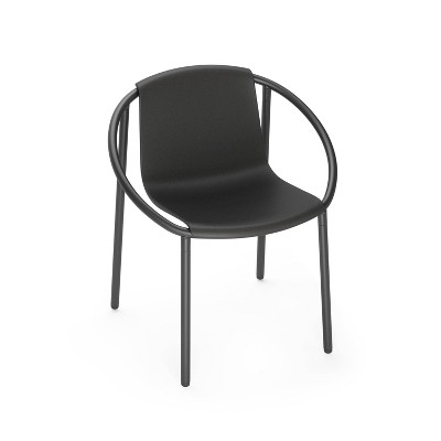 ErgoStack Black Metal and Wood Composite Outdoor Lounge Chair