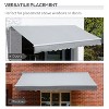 12' x 8' Gray Retractable Awning Patio Awnings Sun Shade Shelter with Manual Crank Handle - 3 of 4
