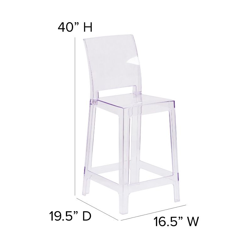 Flash Furniture Ghost Counter Stool with Square Back in Transparent Crystal, 5 of 12