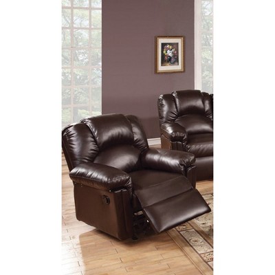 Contemporary Bonded Leather Motion Recliner Chair with Glider Feature and Metal Mechanism, Living Room Furniture
