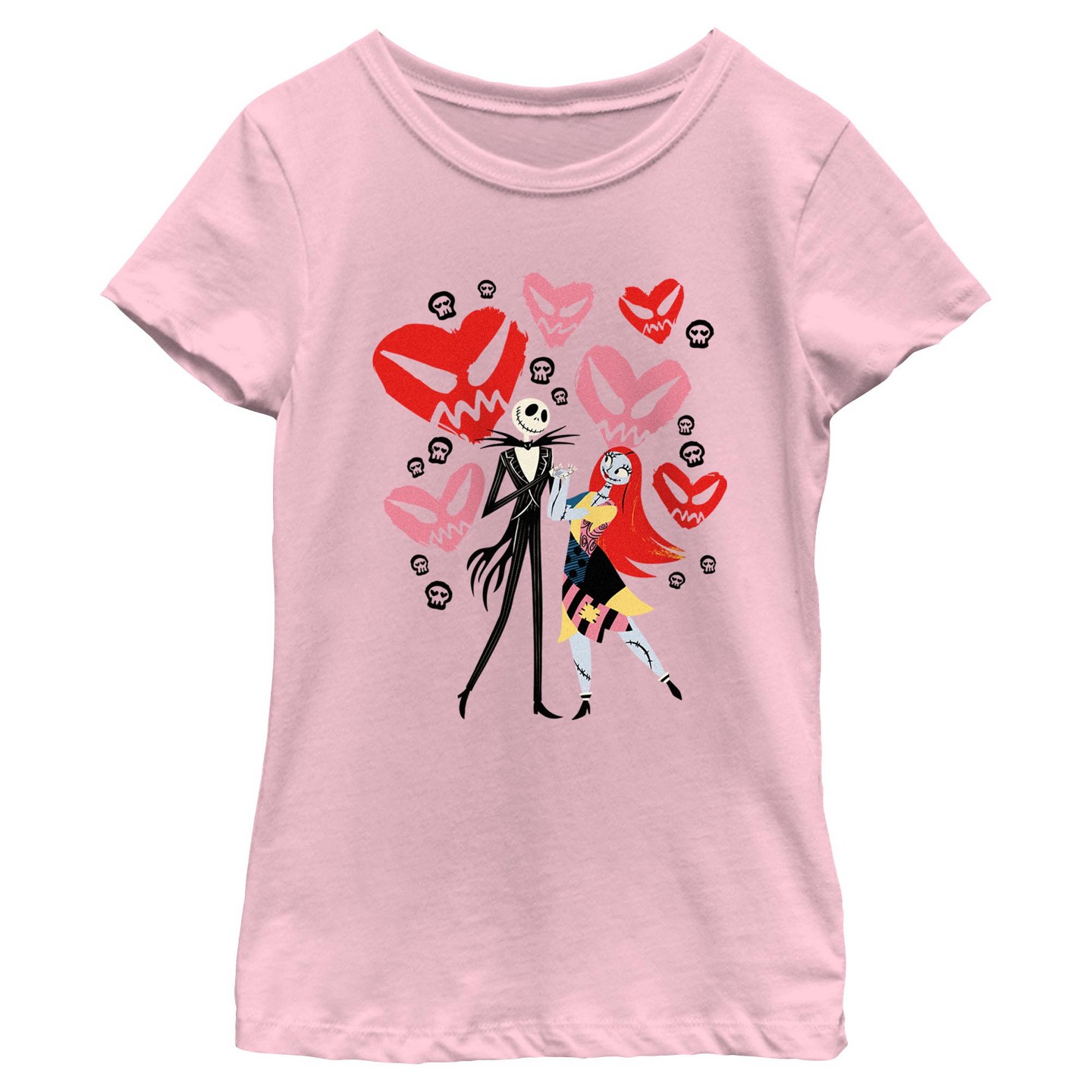 Футболка The Nightmare Before Christmas Jack and Sally Love T-Shirt - Light Pink для девочек, цвет: Светлый розовый — фото 1