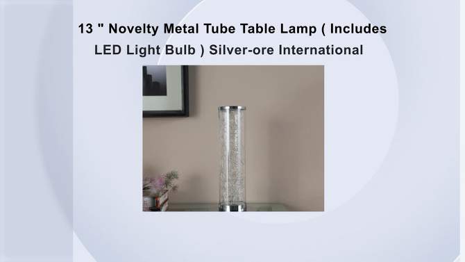 13&#34; Novelty Metal Tube Table Lamp (Includes LED Light Bulb) Silver - Ore International, 2 of 10, play video