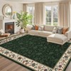 Washable Floral Print Geometric Bordered Rugs for Living Room, Ultra Thin Non Slip Retro Accent Large Carpet for Bedroom Dining Room - 2 of 4