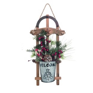 Transpac Wood 20 in. Silver Christmas Sled Ornament - 1 of 2