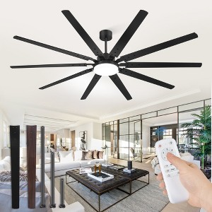 Arceso 90" Industrial Modern Ceiling Fan with LED Light and Remote for Indoor - 1 of 4
