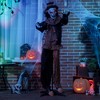 Outsunny Life Size Outdoor Halloween Decorations Talking Circus Clown, Animatronic Animated Prop, Décor with Sound Motion Activated Light Up Eyes - 2 of 4