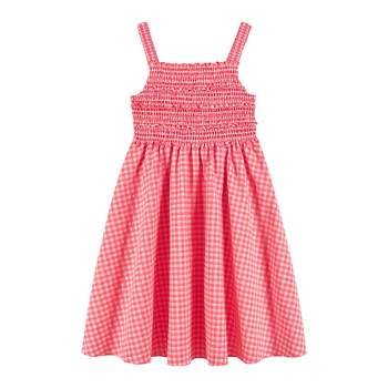 Andy & Evan Kids  Girls Neon Pink Gingham Dress, Size 12-14.