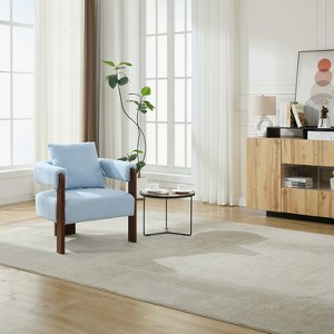 SEYNAR Modern Teddy Upholstered Fabric Round Armchair with pillow - 1 of 4