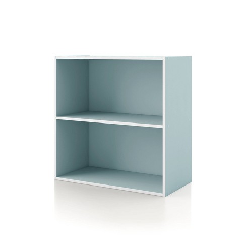 24/7 Shop At Home 23.7" Silkpath Modern 2 Tier Stackable and Modular Bookcase Light Blue - image 1 of 4