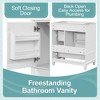 FAMYYT 30 in. Single Sink Freestanding White Bath Vanity with White Ceramic Top, Cabinet with Door Shelf and 3 Drawers - 3 of 4
