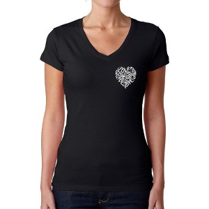 LA Pop Art Cursive Heart - Women's Word Art V-Neck T-Shirt - 1 of 4
