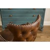 Faux Leather Tufted Barrel Accent Chair with Brass Nailhead Trim and Hardwood Legs - 2 of 4