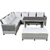 Sapphtopaz Patio Furniture Set Rattan Loveseat Sectional Lounge Couch with Cushions and Ottoman Rectangular Coffee Table for Backyard, Terrace - 4 of 4