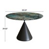 Versatile Dining Table with Marble-Pattern Stone Top & Steel Base - 2 of 4