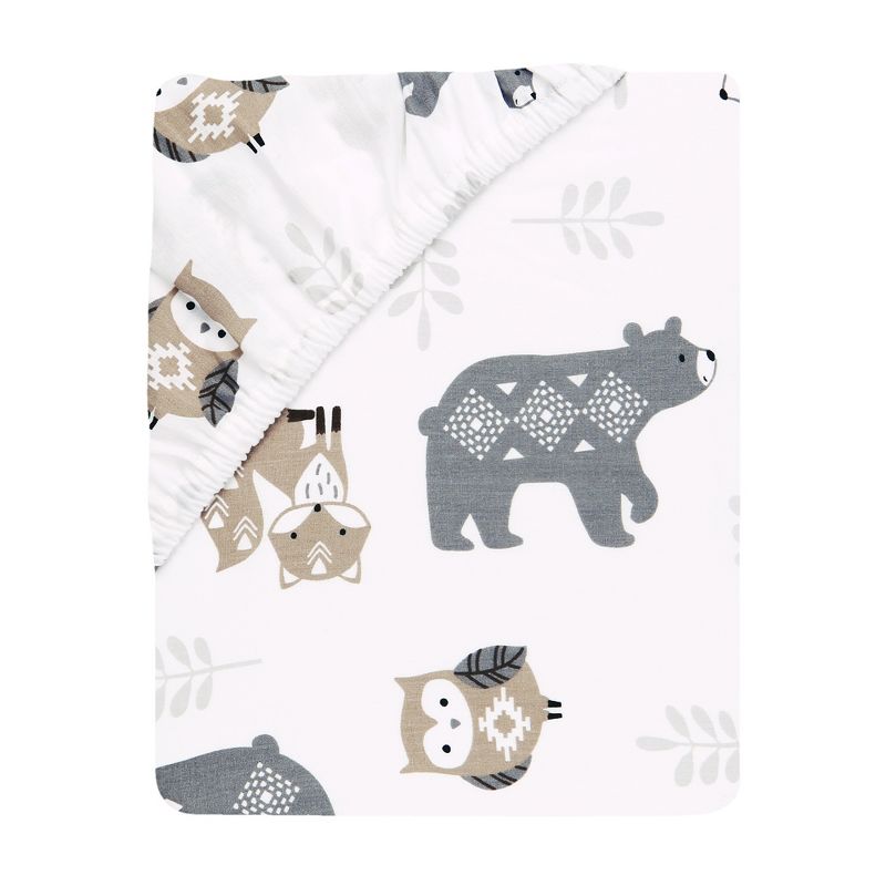 Lambs & Ivy Woodland Forest White/Gray Animal 100% Cotton Baby Fitted Crib Sheet, 3 of 7