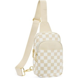 Sling Bag Quilted Crossbody Bags for Women Cross Body Purse Leather Fanny Pack with Adjustable Guitar Strap - 1 of 4