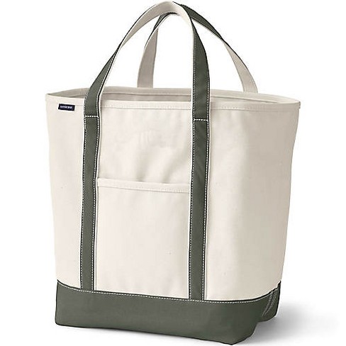 Lands' End Large Natural 5 Pocket Open Top Canvas Tote Bag - - Natural ...