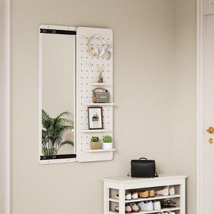 KWPZQEB Full Length Mirror, Wall Mounted Mirror with Hook & Storage Shelf, Solid Wood Full Body Mirror for Bedroom, Living Room - 1 of 4