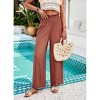 Clearlove Women Summer Elastic High Waisted Cotton Linen Palazzo Pants Wide Leg Long Lounge Pant Trousers with Pocket - 4 of 4