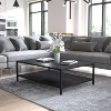 Emma and Oliver All-Weather Black Commercial Grade Indoor/Outdoor Metal 2 Tier Coffee Table - 3 of 4