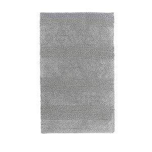 Knightsbridge Stylish And Comfortable All Season Traditional Wide Cut Design Cotton Bath Rug 21" X 34" Silver - 1 of 4