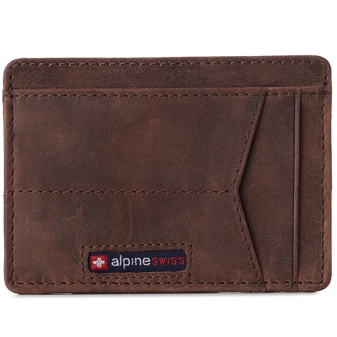 Alpine Swiss Oliver Mens Rfid Blocking Minimalist Front Pocket Wallet  Leather Comes In A Gift Box Distressed Brown : Target