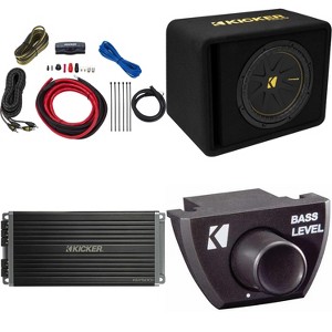 Kicker 12 Inch Comp Bass Package 50VCWC122 with 47KEY500.1, Bass Knob and 47VK6 amp wire kit - 1 of 4