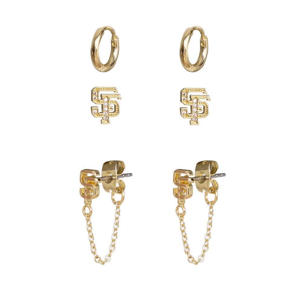 Photos - Earrings Bijoux Sport by Luv Aj MLB Logo Chain Link Earring Set "San Francisco Giants" - Gold