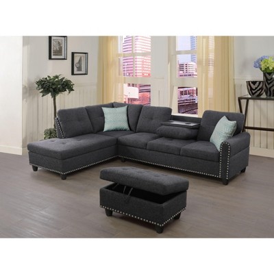 NicBex Couches for Living Room 98" Left Hand Facing Sofa Couches Modern Comfy Upholstered Sofa with Chaise and Storage Ottoma