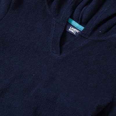Lands' End Kids Long Sleeve Hooded Front Pocket Terry Cloth Swimsuit Cover-Up - Large - Deep Sea Navy — фото 2