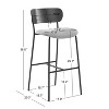 Set of 2 Bar Stools in Metal and Beige Velvet, Modern Design Style ,Upholstery , Dining Room - 4 of 4