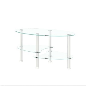 NicBex 35.43 Inch Oval Coffee Table with Glass Tabletop and Storage Shelf for Living Room,Bedroom - 1 of 4