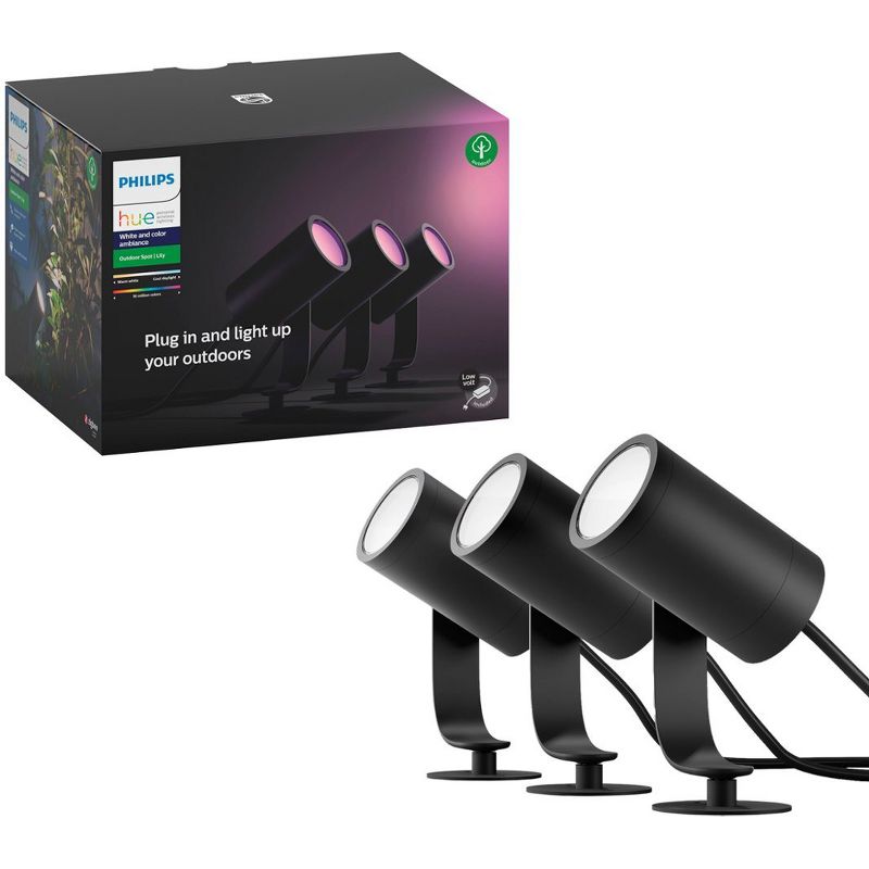 Philips Hue Lily White & Color Outdoor Spot Light Base kit 3-pk, 1 of 8
