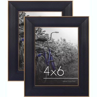 Americanflat Picture Frame in Black Lead Free Polished Glass for Wall and Tabletop - 4" x 6" - Pack of 2