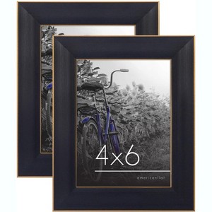 Americanflat Picture Frame in Black Lead Free Polished Glass for Wall and Tabletop - 4" x 6" - Pack of 2 - 1 of 4