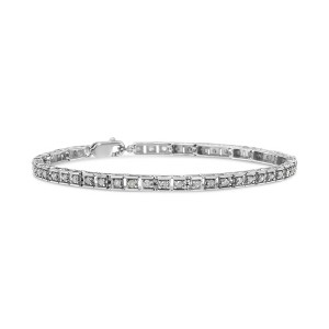 Haus of Brilliance Silver 1.0 Cttw Diamond Square Hybrid Link Tennis Bracelet - 1 of 4