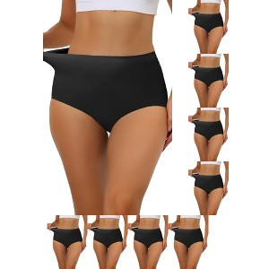 INSPIRE CHIC Women's Elastic High-Waisted Unlined Breathable No-Show Hipster Underwear 9 Packs - 1 of 4