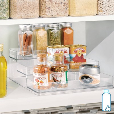 iDESIGN Linus Plastic Stadium Spice Racks Tiered Organizer Clear: Kitchen Cabinet Storage, Hand Wash, 10x9x4 inches — фото 7