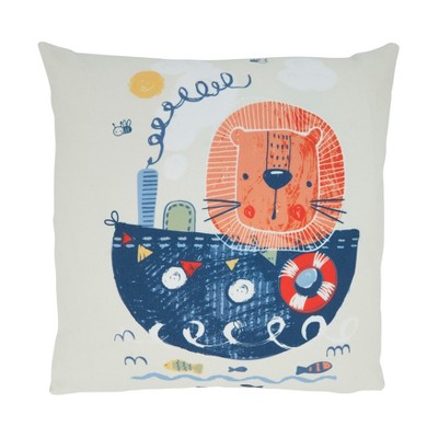 Saro Lifestyle Sea Lion Pillow - Poly Filled, 16" Square, Multi