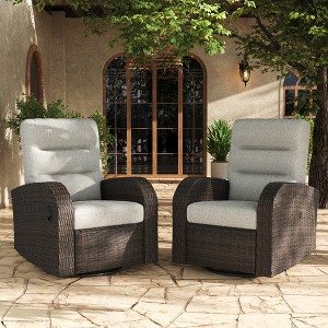 LayinSun Oversized Wicker Outdoor Swivel Glider Recliner Lounge Chair Set of 2 - 1 of 4