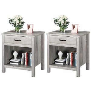 Whizmax Nightstands, Modern Bedside End Tables, Night Stands with Drawer and Storage Shelf for Living Room Bedroom, Gray - 1 of 4