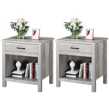 Whizmax Nightstands, Modern Bedside End Tables, Night Stands with Drawer and Storage Shelf for Living Room Bedroom, Gray