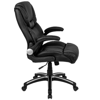 Executive High Back Black LeatherSoft Swivel Office Chair with Lumbar Support