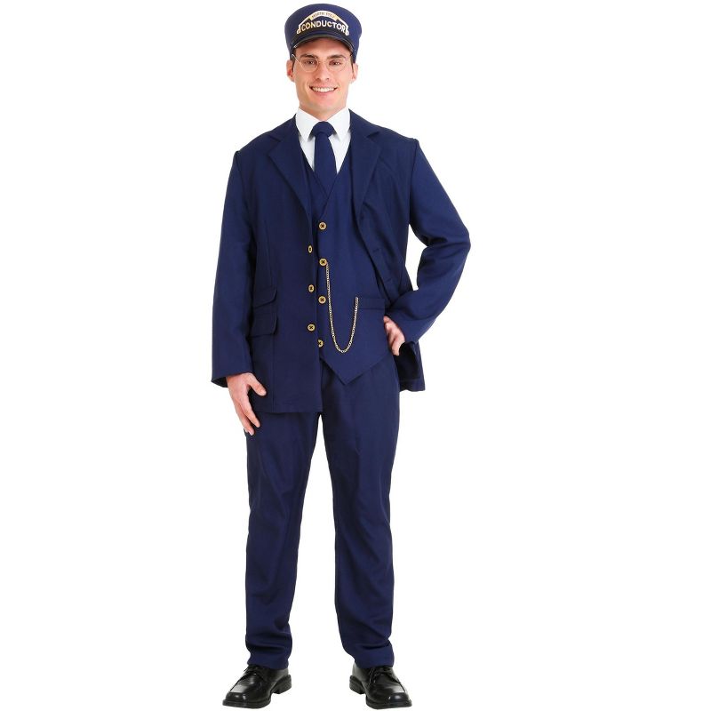 HalloweenCostumes.com Mens Men's North Pole Train Conductor Costume, 1 of 2