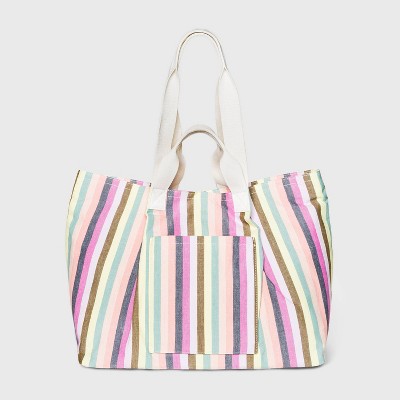  Striped Magnetic Closure Tote Handbag - Universal Thread™ 