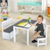 Infans 4 PCS Kids Wooden Activity Table & Chairs Set w/ Storage Bench Study Desk Grey - 4 of 4