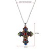 Alilang Gold Tone Ornate Cross Pendant Necklace with Multicolor Crystal Rhinestones - 4 of 4