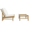vidaXL 2 Piece Patio Lounge Set with Cream White Cushions Bamboo - 4 of 4