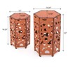 VisioGear Patio End Tables, 2-pcs Patio End Tables, Hexagon Pedestal Design for Balcony Porch Pool, Orange, 14.25"*12.5"*22" - 2 of 4