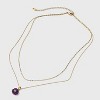 14K Gold Dipped Cubic Zirconia Amethyst Flower Pendant Multi-Strand Necklace - A New Day™ Gold - 3 of 4